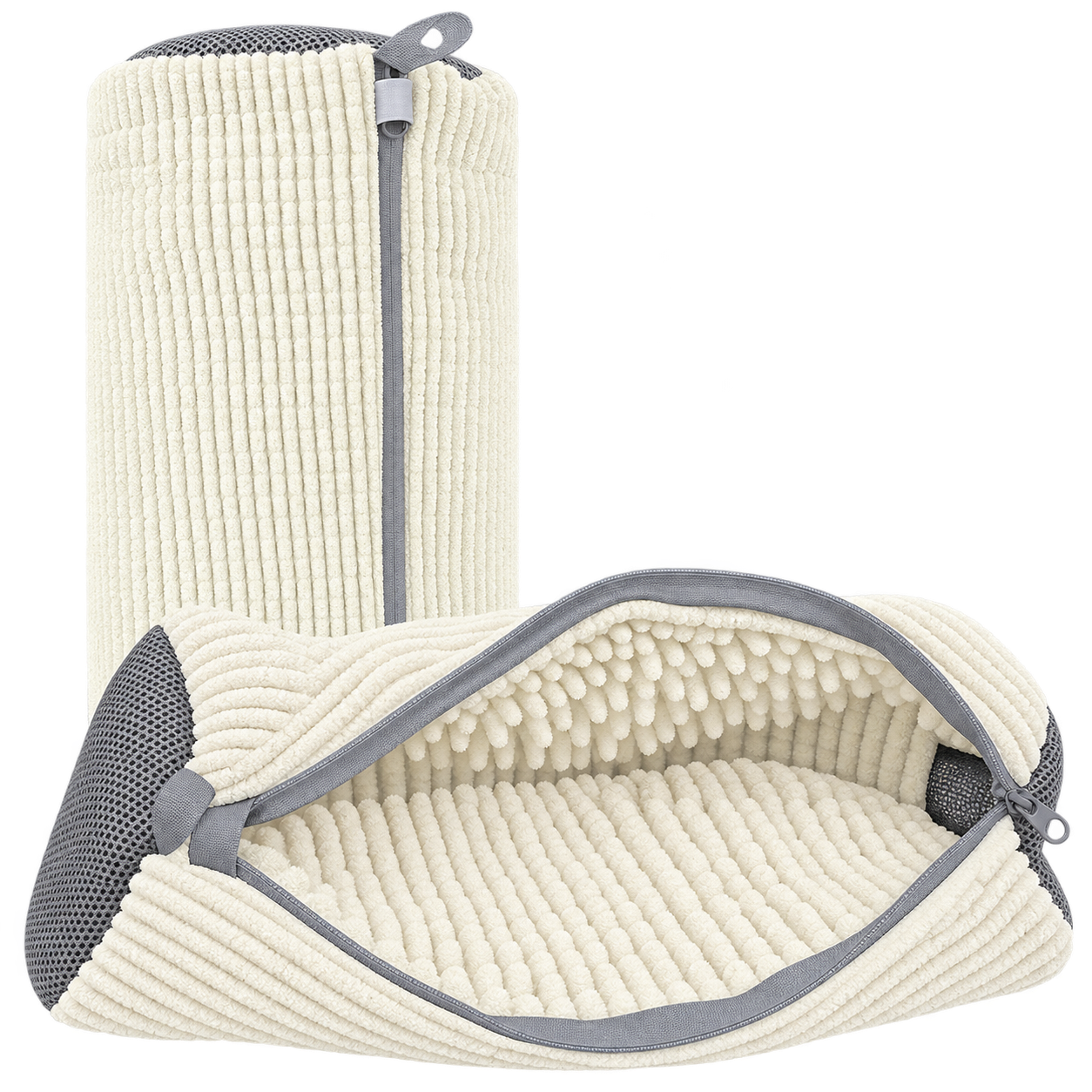 KicksSpin Warm White shoe washing bag on transparent background